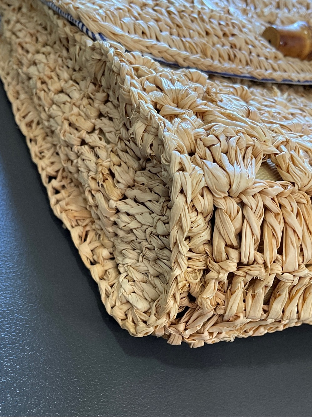 J. MCLAUGHLIN Raffia Woven Bamboo Clasp Clutch Resort Wedding Bag - Picture 6 of 8